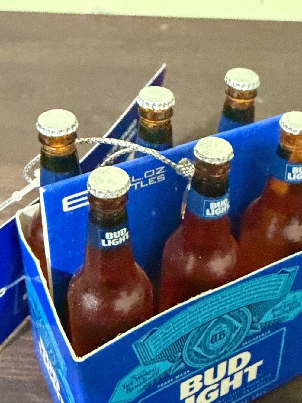Bud Light Holiday Ornament Miniature Beer Bottle Set In Blue Box U16a - Picture 6 of 9